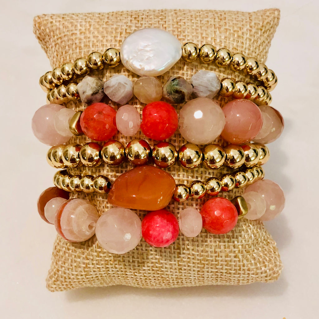 pink stretch bracelets