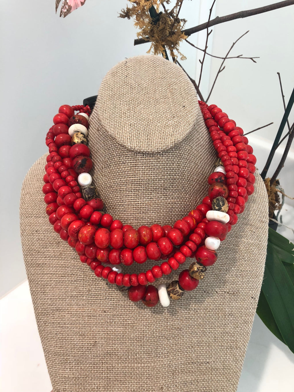 red chunky necklace