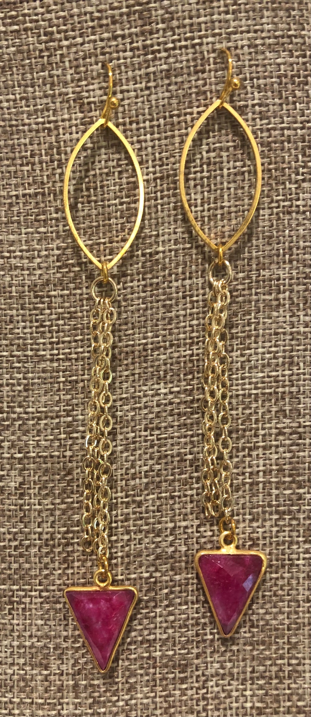 triangle ruby earrings