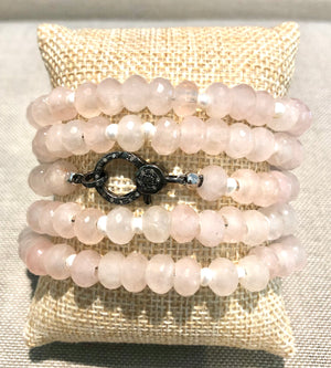 quartz, pearl and pave diamond hook necklace